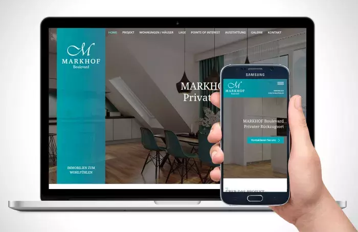 Webová prezentace rakouského developerského projektu Markhof